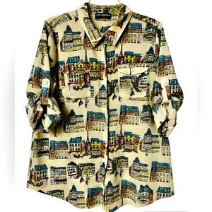 Whimsical Karl Lagerfeld Paris Roll-Tab Sleeve Crepe Blouse